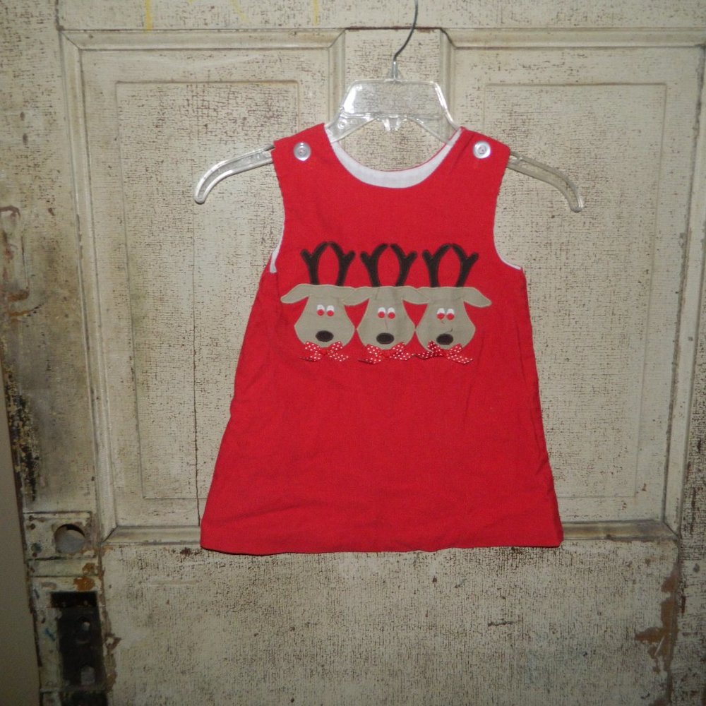 Kelly Kids Christmas Reindeer Corduroy Dress Size 4T (J-8)